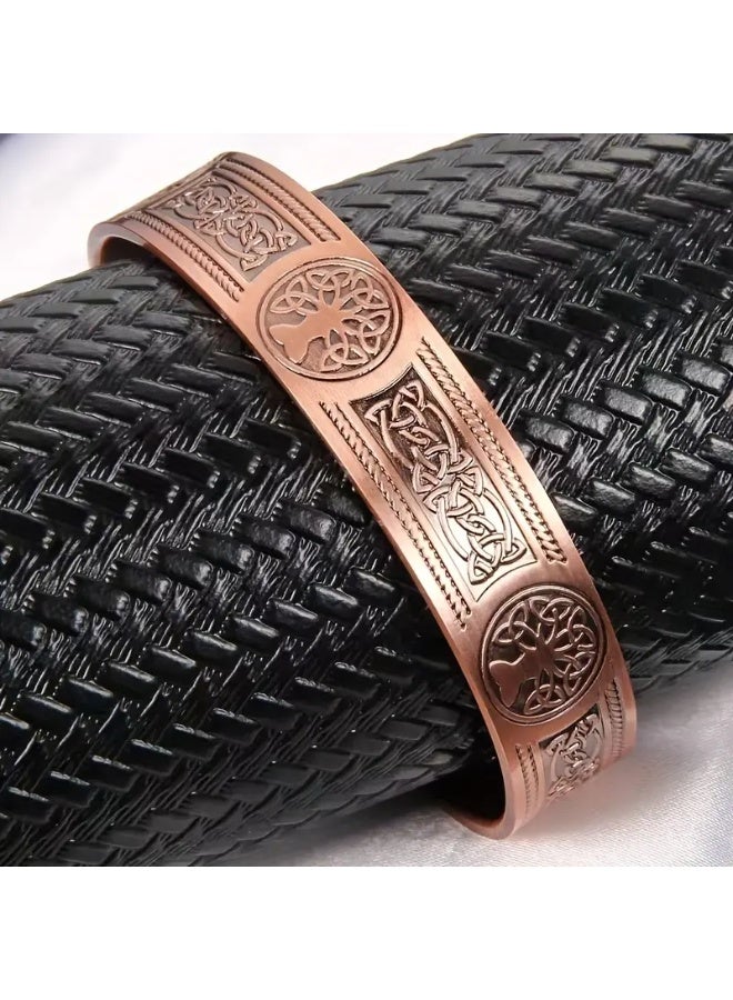 Goolsky Powerful Magnets Men's Magnetic Adjustable Size Cuff Wristband – Tree of Life Design, Magnetic Closure, Men’s Daily/Casual Wear - Image 4