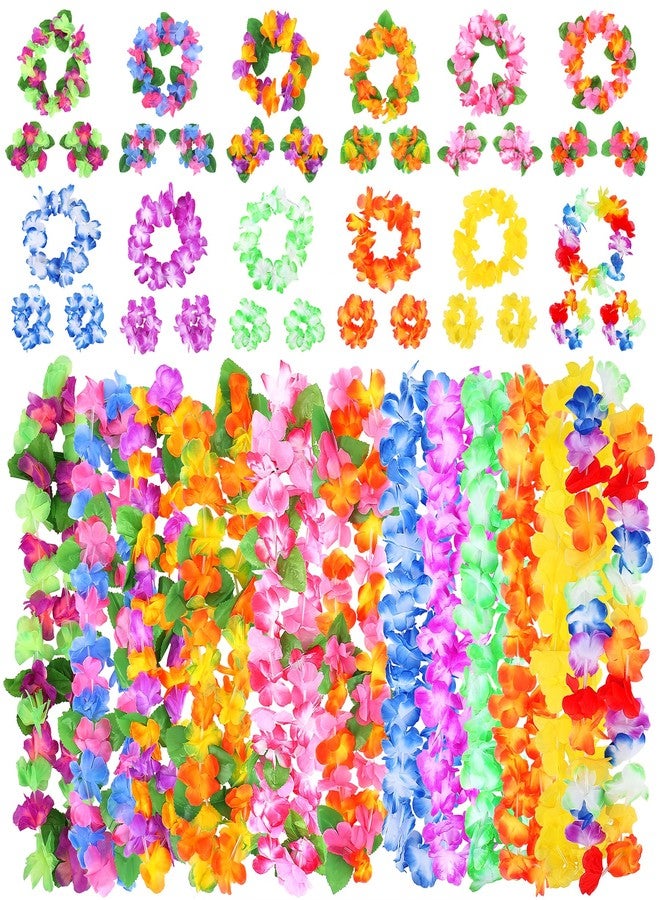 Fighting to Achieve Hawaiian Leis for Luau Party, 48PCS Tropical Flower Lei for Summer Beach Birthday Themed Party, Hawaiian Party Supplies Decorations, Necklace Bracelet Headband Flowers Leis - Image 1