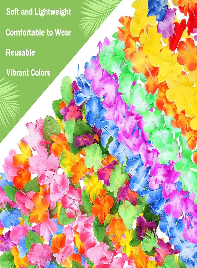 Fighting to Achieve Hawaiian Leis for Luau Party, 48PCS Tropical Flower Lei for Summer Beach Birthday Themed Party, Hawaiian Party Supplies Decorations, Necklace Bracelet Headband Flowers Leis - Image 3