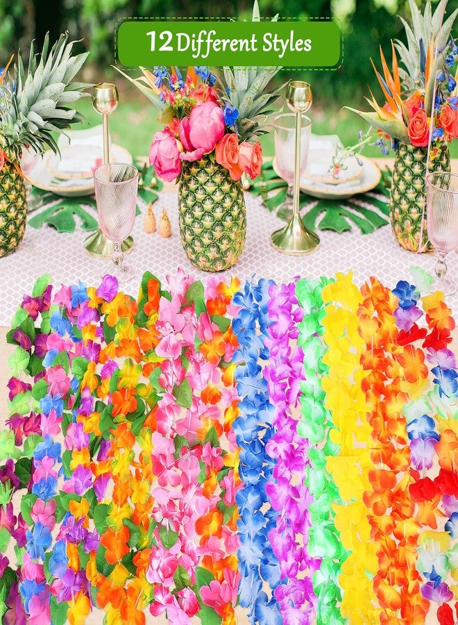 Fighting to Achieve Hawaiian Leis for Luau Party, 48PCS Tropical Flower Lei for Summer Beach Birthday Themed Party, Hawaiian Party Supplies Decorations, Necklace Bracelet Headband Flowers Leis - Image 4