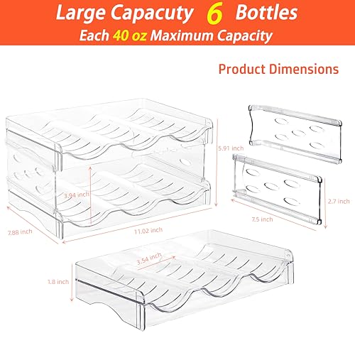 Baosia Stackable Wine Rack,Wine Bottle Holder for Inside Cabinet,for Pantry,Refrigerator,Countertop Organization-2 Tiers for 6 Bottles - Image 2