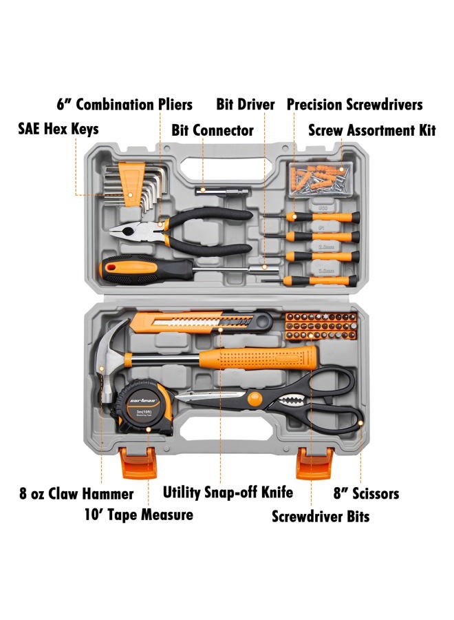 CARTMAN 126Piece Tool Set General Household Hand Tool Kit with Plastic Toolbox Storage Case Orange - Image 2