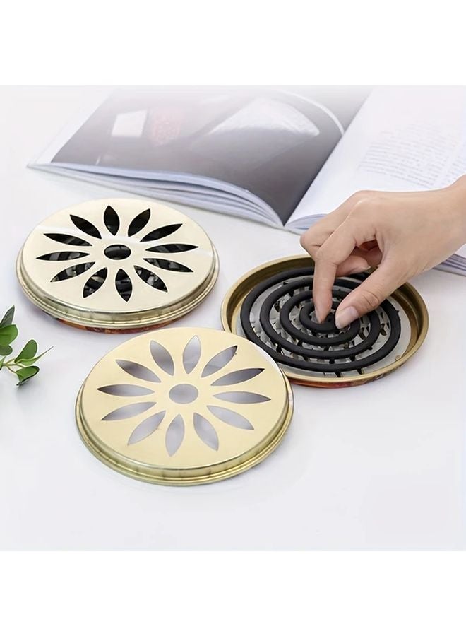 2pcs Large Mosquito Coil Holder With Cover Portable Serrated Ash Tray Set - Image 3