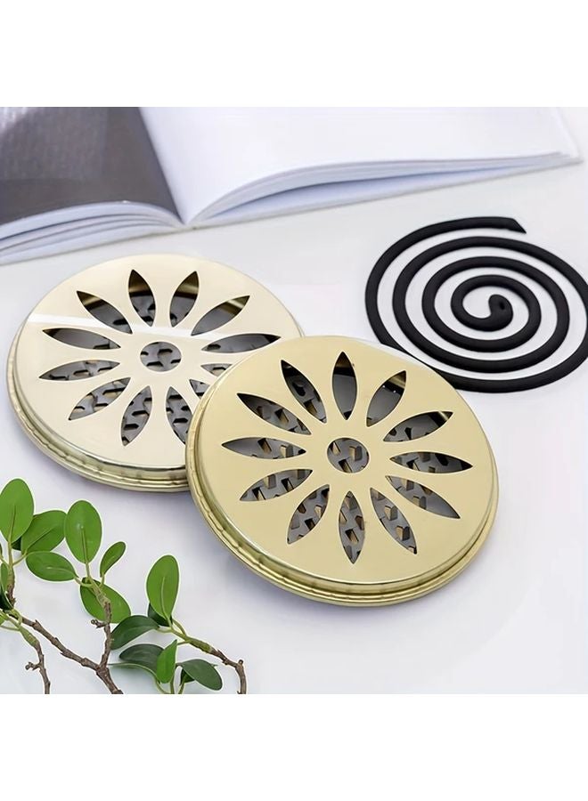 2pcs Large Mosquito Coil Holder With Cover Portable Serrated Ash Tray Set - Image 2