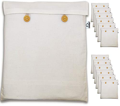 Clarkia Reusable Cotton Saree Cover for Storage Wardrobe Organizer Bags Saree Bags Cotton 16x14 inch Beige 12 - Image 1
