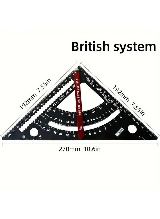 7 Inch Aluminum Carpentry Square With Angle Gauge Metric Ruler And Carpentry Pencils - Image 3