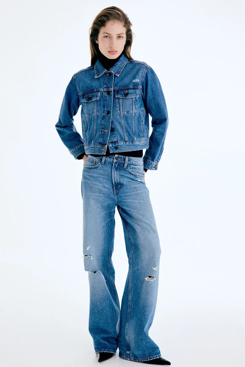 اتش اند ام جينز واسع بخصر عالي