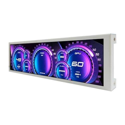VSDISPLAY 9.1 Inch 1920x462 IPS Small Mini LCD Monitor PC Case LCD Screen Secondary Display Monitoring Computer Temperature CPU GPU RAM Data,White - Image 1