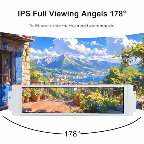 VSDISPLAY 9.1 Inch 1920x462 IPS Small Mini LCD Monitor PC Case LCD Screen Secondary Display Monitoring Computer Temperature CPU GPU RAM Data,White - Image 3