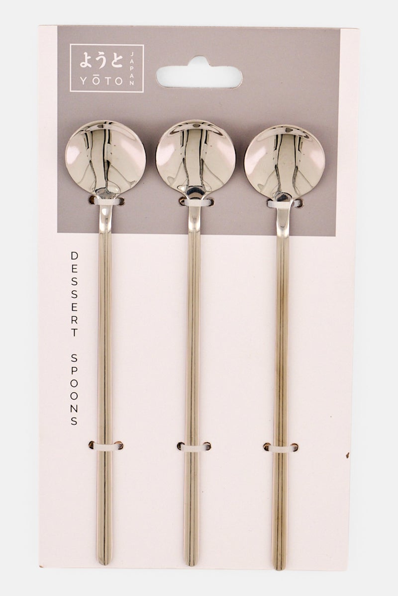 YOTO 3 Pcs Stainless Steel Dessert Spoons, Silver - Image 1