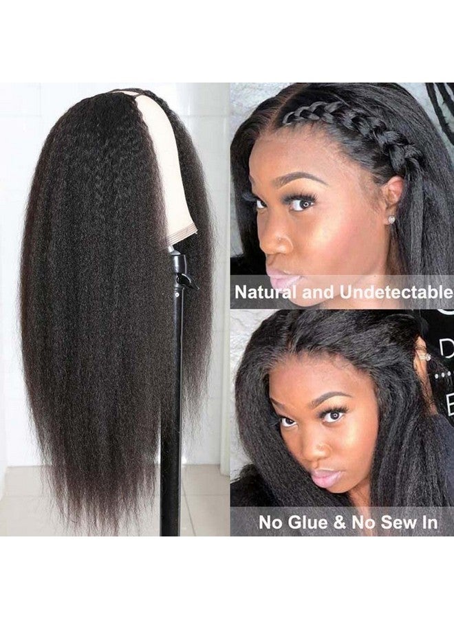 بيوتي فوريفر باروكة شعر بشري من Beauty Forever Kinky Straight U Part مع شعر مستعار صغير 4 × 1 بوصة، باروكة شعر بشري مستقيم إيطالي من Yaki 8A للنساء بدون غراء، كثافة 150%، لون طبيعي 20 بوصة - Image 3