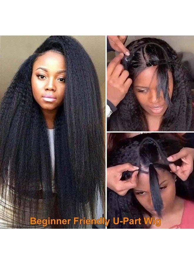 بيوتي فوريفر باروكة شعر بشري من Beauty Forever Kinky Straight U Part مع شعر مستعار صغير 4 × 1 بوصة، باروكة شعر بشري مستقيم إيطالي من Yaki 8A للنساء بدون غراء، كثافة 150%، لون طبيعي 20 بوصة - Image 2