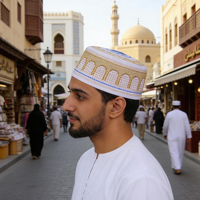 Multipurpose Embroidered Cultural Headwear Ideal for Adults and Lightweight Muslims Headpiece Stylish Muslims Cap Arabic Hat Yellow - Image 4