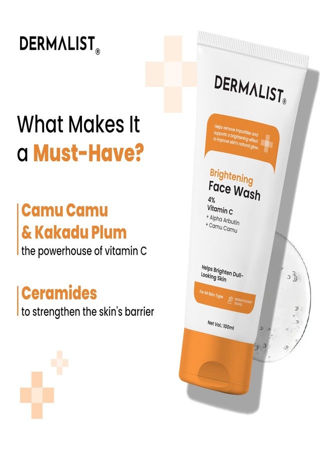 Dermalist Brightening Vitamin C Face Wash | 30x Vitamin C | Removes Oil & Dirt | Fades Dark Spots & Tan | Boosts Glow | Soap-Free Cleanser | All Skin Types | for Men & Women (Pack of 1) - Image 4