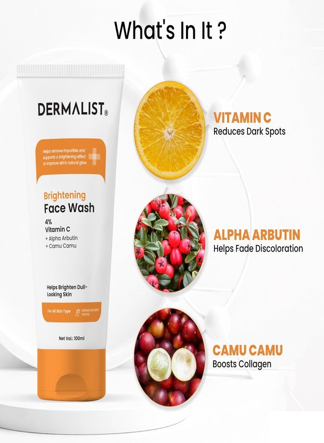 Dermalist Brightening Vitamin C Face Wash | 30x Vitamin C | Removes Oil & Dirt | Fades Dark Spots & Tan | Boosts Glow | Soap-Free Cleanser | All Skin Types | for Men & Women (Pack of 1) - Image 3