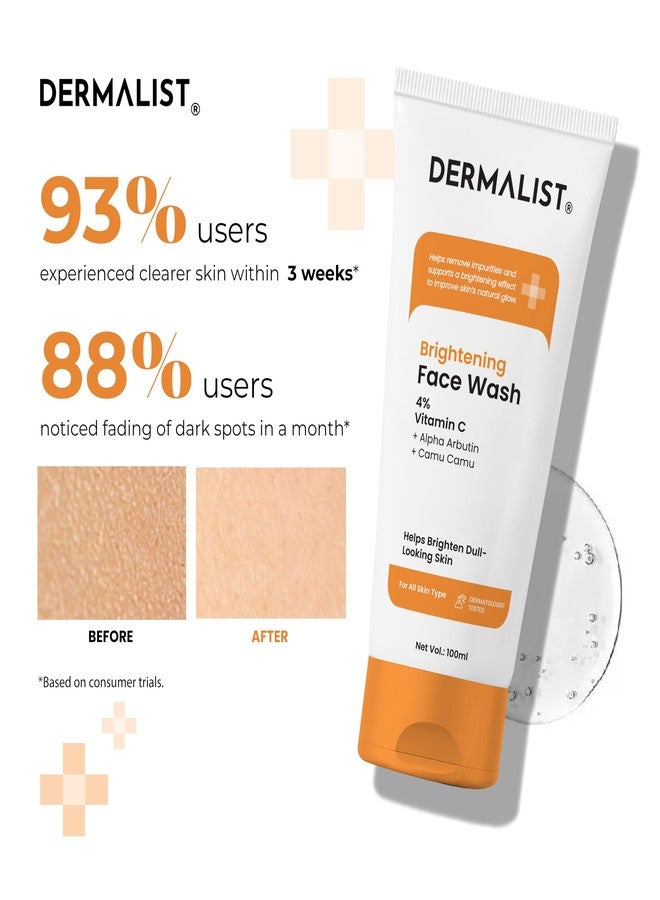 Dermalist Brightening Vitamin C Face Wash | 30x Vitamin C | Removes Oil & Dirt | Fades Dark Spots & Tan | Boosts Glow | Soap-Free Cleanser | All Skin Types | for Men & Women (Pack of 1) - Image 2