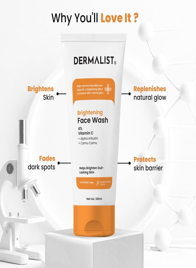 Dermalist Brightening Vitamin C Face Wash | 30x Vitamin C | Removes Oil & Dirt | Fades Dark Spots & Tan | Boosts Glow | Soap-Free Cleanser | All Skin Types | for Men & Women (Pack of 1) - Image 5