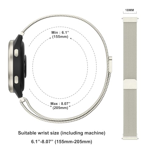 Meliya 18mm Metal Bands for Garmin Venu 3S / Venu 4 41mm / Venu 2S / Vivoactive 4S / Vivomove 3S / Forerunner 265s Watch Bands, Quick Release Stainless Steel Metal Replacement Wristband Strap for Garmin Forerunner 255s/265s Bands Women Men (Starlight) - Image 4