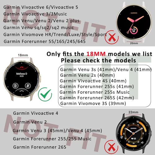 Meliya 18mm Metal Bands for Garmin Venu 3S / Venu 4 41mm / Venu 2S / Vivoactive 4S / Vivomove 3S / Forerunner 265s Watch Bands, Quick Release Stainless Steel Metal Replacement Wristband Strap for Garmin Forerunner 255s/265s Bands Women Men (Starlight) - Image 2
