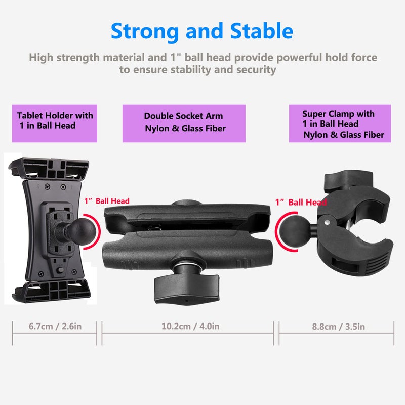 Peastrex Treadmill Tablet Ipad Holder Bike Handlebar Mount Clamp for Stationary Bicycle Elliptical Spin Bike Peloton Stroller for 4-13" Devices, iPad Pro 12.9, Air, Mini, Galaxy Tabs, iPhone - Image 5