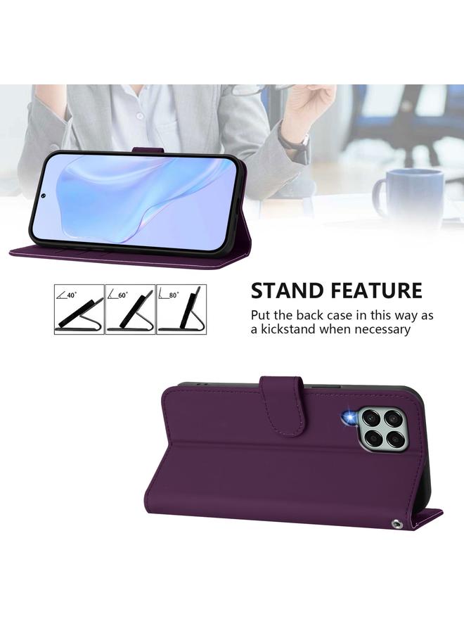 S-TOP Case For Samsung Galaxy M33 5G Skin Feel Solid Color Leather Phone Case with Lanyard - Image 3