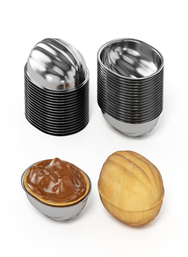 BIOL Lot 60 Oreshki Mold Oven Cookies Maker Oreshnitsa - Cookie Mold Oreshek Cake - Nut Cookie Shaped Molds - Mini Metal Mold Form Nuts for Sweet Russian Nuts Oreshki Molding for Baking - Image 1