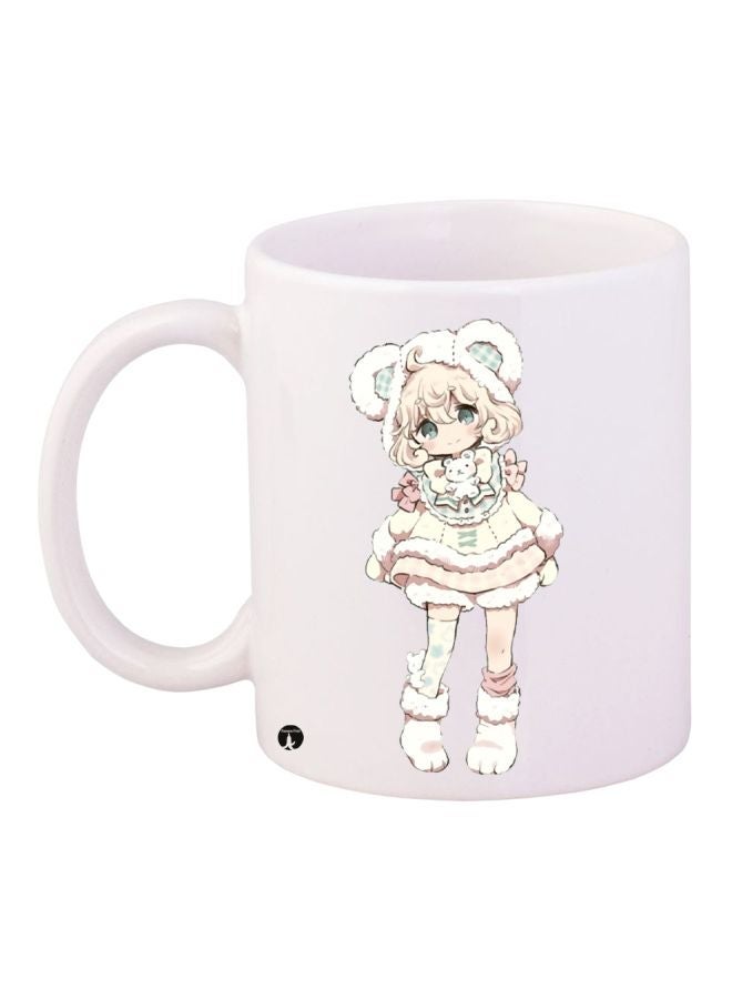 RYN Flower Printed Coffee Mug White/Yellow/Green 11ounce