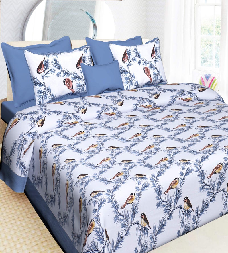 UNIBLISS 100% Cotton Rajasthani Jaipuri Traditional Printed King Size Double Bed Bedsheet with 2 Pillow Covers - (Multicolor) - Image 1