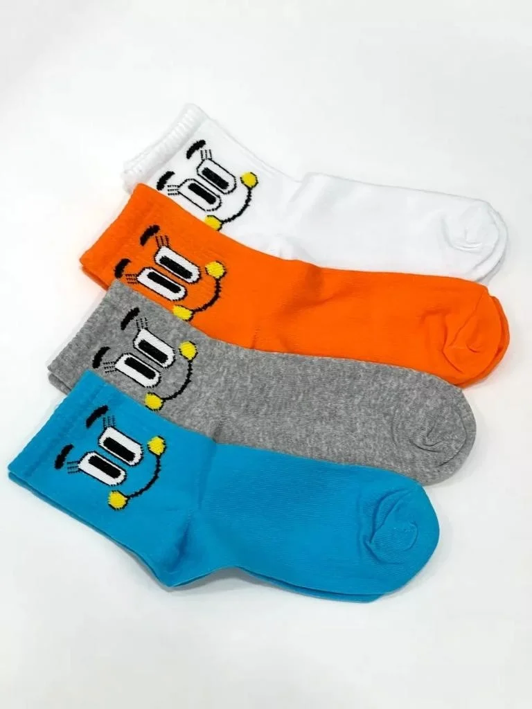 دي زي سي كوزنلر أفم Dzc Cousins ​​Avm 4 Pairs Cute Multicolored Patterned Women's College Emoji White Socks