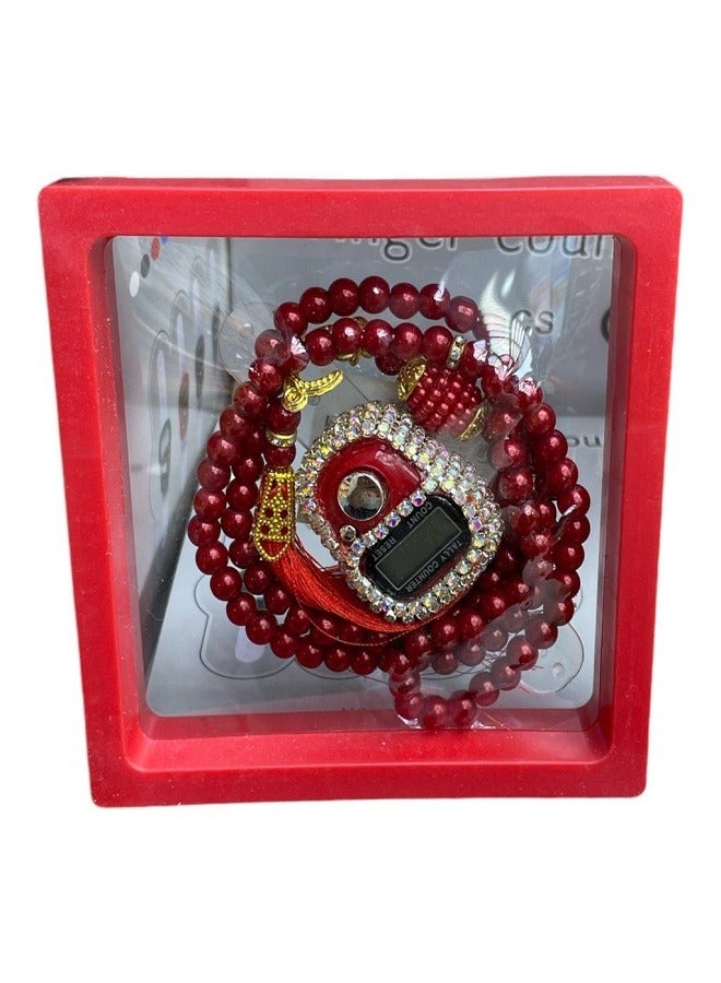 1 Piece Prayer Finger Ring Counter with Rhinestones and Muslim Prayer Beads and Tasbeeh - Image 1