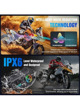 سماعات رأس للخوذة للدراجات النارية، بطارية تدوم طويلاً، مقاومة للماء بمعيار IPX6، خاصية الرد التلقائي على المكالمات، التحكم في الموسيقى، خاصية إلغاء الضوضاء الذكية، تفعيل سيري، نوعان مختلفان من الميكروفونات - متوافقة مع جميع أنواع الخوذات - view 5