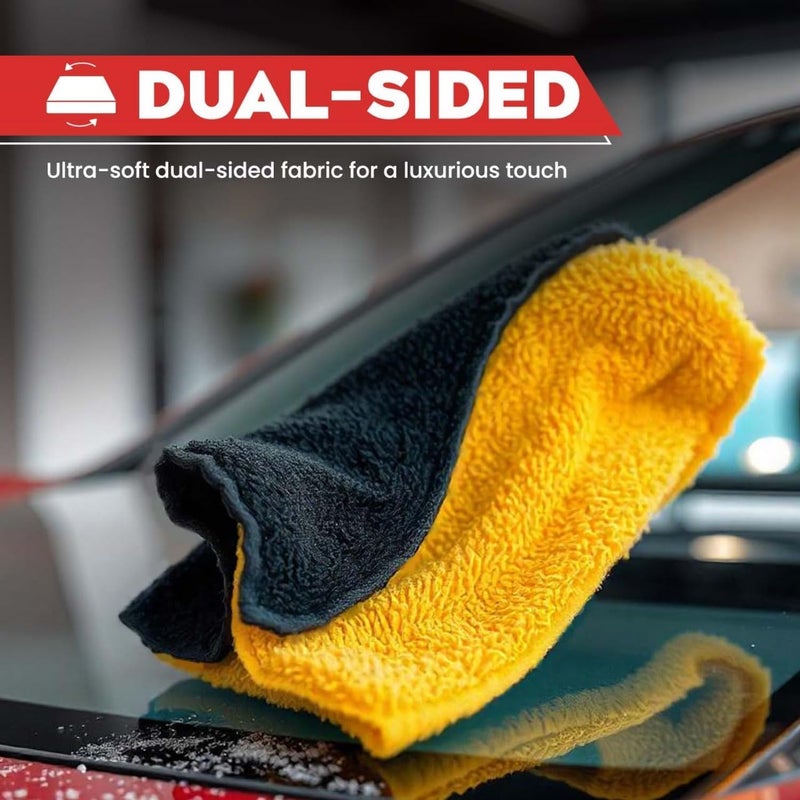 Autofy Multipurpose Microfiber Cleaning Towel Cloth 800 GSM [**Pack of 4**] Highly Absorbent Dust Towels for All Vehicles Bikes Cars Glass Kitchens (40cm x 40cm Multicolour) Heavy load resistant - Image 3