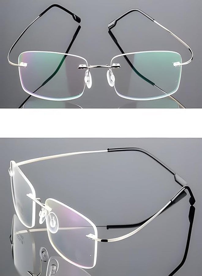 Roshfort Rimless Rectangle Bluelight Blocking Computer Eyeglasses for Men & Women | Lightweight Metal Spectacle Frame | Stylish Minimalist Design | Comfortable Nose Pads | Medium Size - Image 5