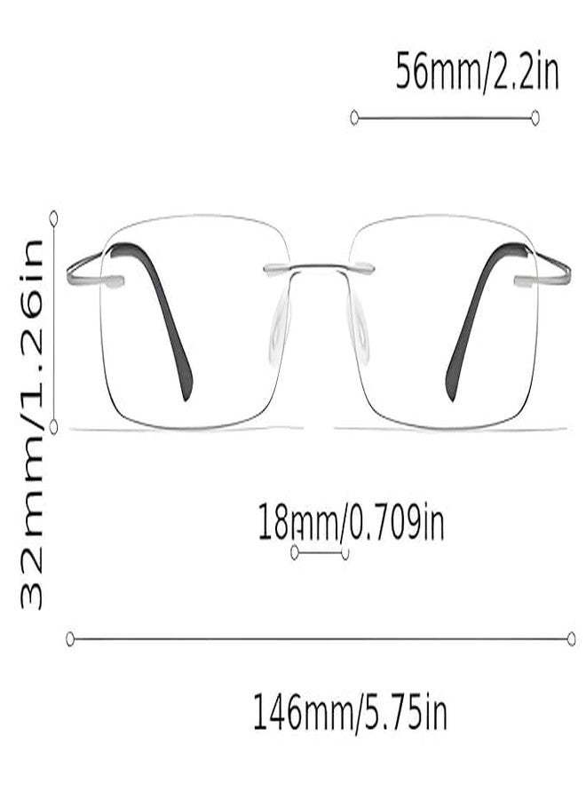 Roshfort Rimless Rectangle Bluelight Blocking Computer Eyeglasses for Men & Women | Lightweight Metal Spectacle Frame | Stylish Minimalist Design | Comfortable Nose Pads | Medium Size - Image 4