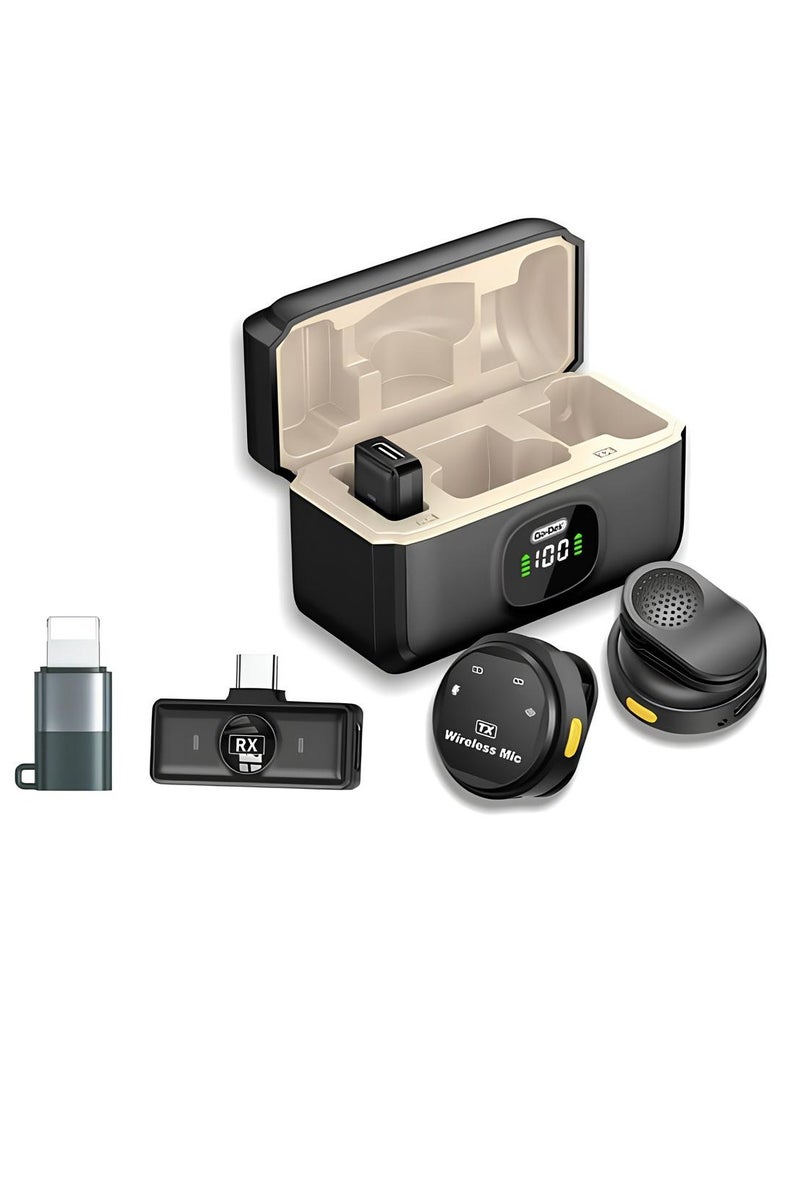 GO-DES Dual Wireless Microphone with Magnetic Button and Charging Case Dual Microphone and Long Range Clear Sound Compatible with iPhone and Type-C Devices - Image 2