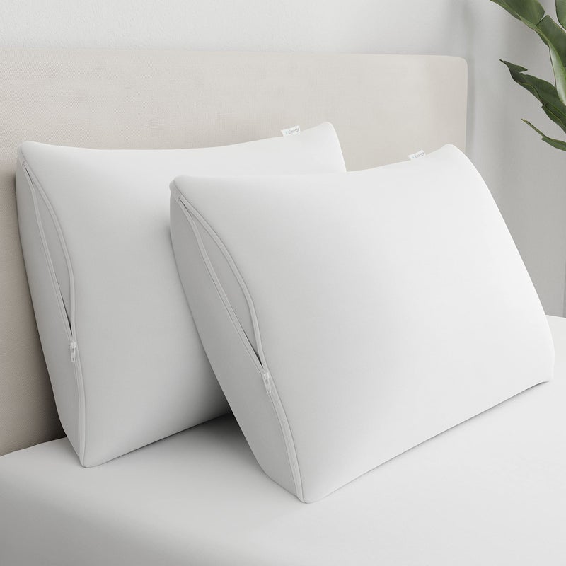 Aller-Ease AllerEase Waterproof Soft Top Layer Hypoallergenic Allergy Defense Fabric Machine Washable Durable Zippered Pillow Protector King Size 2 Pack White