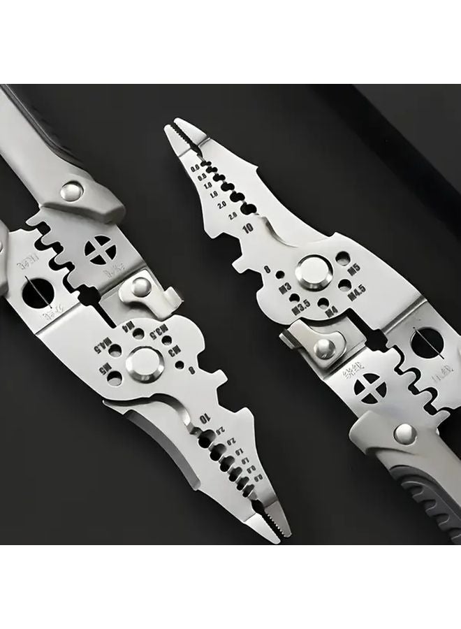 Grey Industrial Stainless Steel Wire Cutter Peeler Clamp Heavy Duty Metal Tool - Image 1