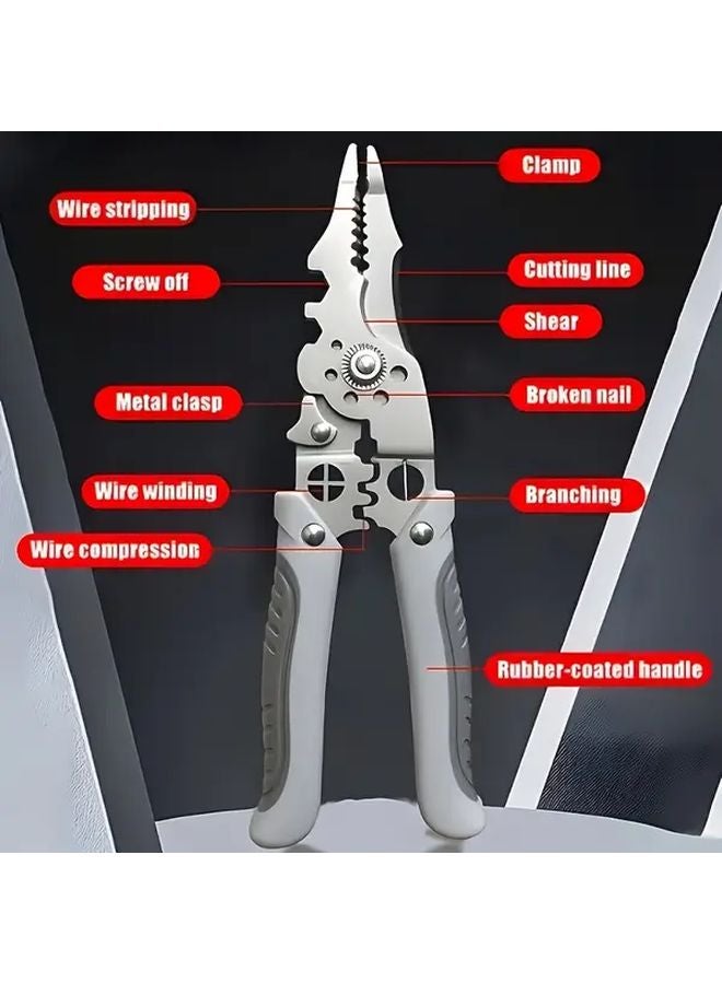 Grey Industrial Stainless Steel Wire Cutter Peeler Clamp Heavy Duty Metal Tool - Image 5