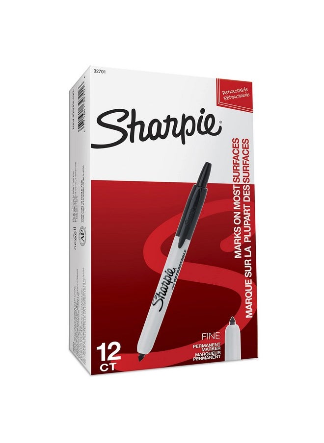 Sharpie Sharpie Retractable Permanent Markers, Fine Tip Marker Set, Office Supplies, Teacher Supplies, Black, 12 Count  - Image 5
