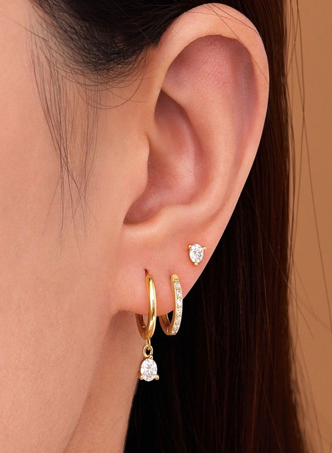 Gokeey Dainty Gold Hoop Earrings for Women, Gold Stud Earrings Set for Multiple Piercings, Dangle Earrings for Women - Image 2