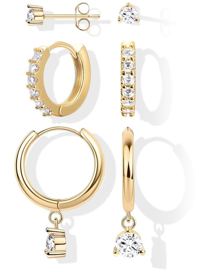 Gokeey Dainty Gold Hoop Earrings for Women, Gold Stud Earrings Set for Multiple Piercings, Dangle Earrings for Women - Image 1