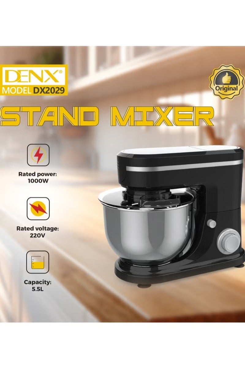 Denx "Multifunctional Mixer and Food Processor with 5L Stainless Steel Bowl, 1000W Motor, Multiple Speed Settings, Dough Kneader, Whisk, Blender & Chopper – All-in-One Kitchen Appliance" - Image 2