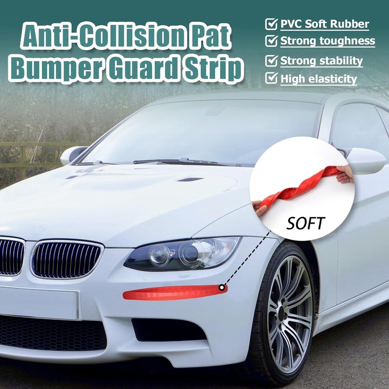 4 Anti Collision Strips for 2007-2013 Chevy Silverado, Bumper Guard Corner Protector Flexible Automotive PVC Rubber Scratch Guard,Red - Image 4