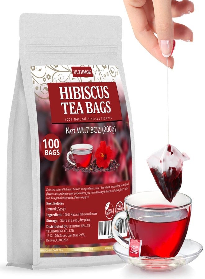 ULTHMOK Premium Hibiscus Tea Bags,100 Tea Bags/7.06 Oz,100% Pure Dried Hibiscus Flower,Natural & No Additives,Caffeine Free. - Image 1