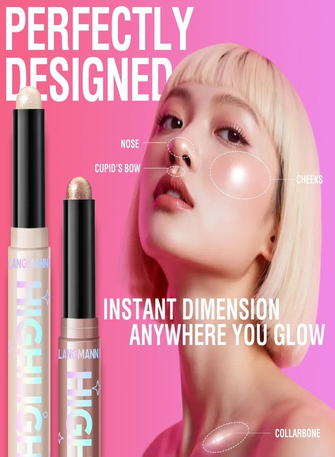 URQT 6 Colors Highlighter Stick Cream - Glow Makeup for Face & Body, Silky Smooth Blendable Shimmer, Waterproof Long Lasting Illuminator for Cheeks, Nose, Collarbone - Radiant Natural Glow Makeup Kit - Image 4