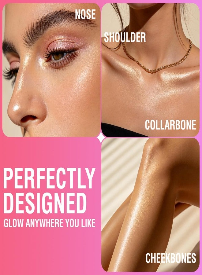 URQT 6 Colors Highlighter Stick Cream - Glow Makeup for Face & Body, Silky Smooth Blendable Shimmer, Waterproof Long Lasting Illuminator for Cheeks, Nose, Collarbone - Radiant Natural Glow Makeup Kit - Image 3