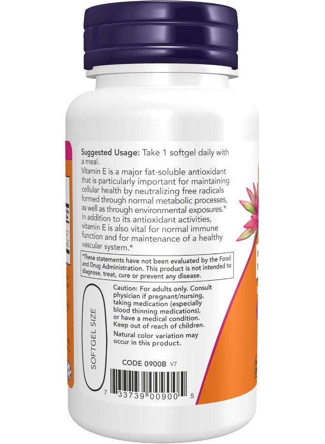 NOW Supplements, Vitamin E-1,000 IU Mixed Tocopherols, Antioxidant Protection, 50 Softgels - Image 3