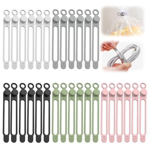 Pousbo Data Cable Organizer, 2025 New Silicone Cable Tie, Multipurpose Cable Holder for Office and Home, Adjustable Wire Bundling Strap for Electronics, Flexible Cord Organizer for Students and Home (30) - Image 1