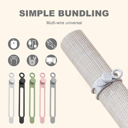 Pousbo Data Cable Organizer, 2025 New Silicone Cable Tie, Multipurpose Cable Holder for Office and Home, Adjustable Wire Bundling Strap for Electronics, Flexible Cord Organizer for Students and Home (30) - Image 5