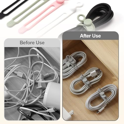 Pousbo Data Cable Organizer, 2025 New Silicone Cable Tie, Multipurpose Cable Holder for Office and Home, Adjustable Wire Bundling Strap for Electronics, Flexible Cord Organizer for Students and Home (30) - Image 3